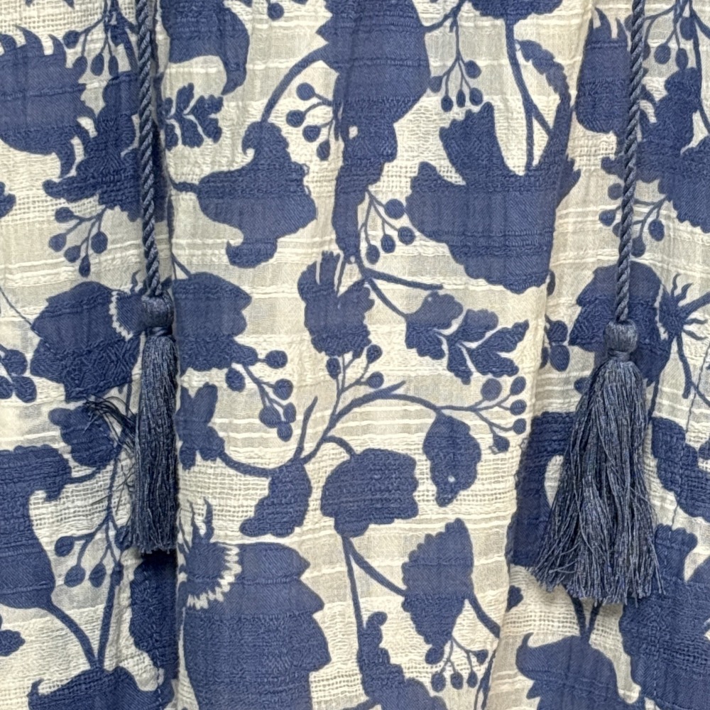 Studio Park Size XST blu Floral Print Blouse 3/4 Sleeve Lined Xsmall Tall Pocket - Picture 10 of 10